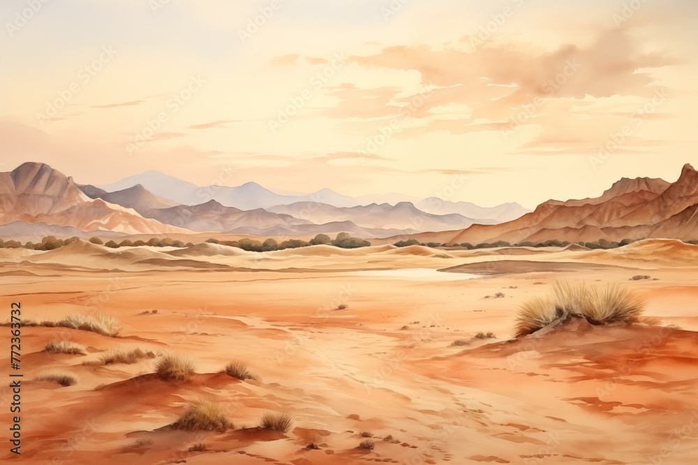 Desert landscape watercolor style