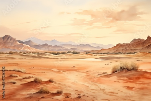 Desert landscape watercolor style
