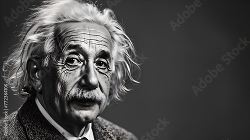 Monochrome Portrait of a Thoughtful Elderly Gentleman with Wild Hair. Vintage Style Photography with a Classic Feel. Perfect for Educational Content. AI
