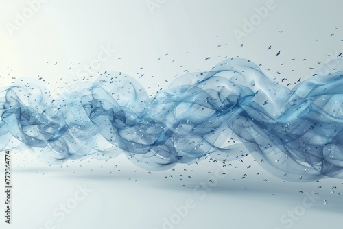 The direction of air flow is indicated by a set of blue arrows on a transparent background. Modern illustration of cold air moving.