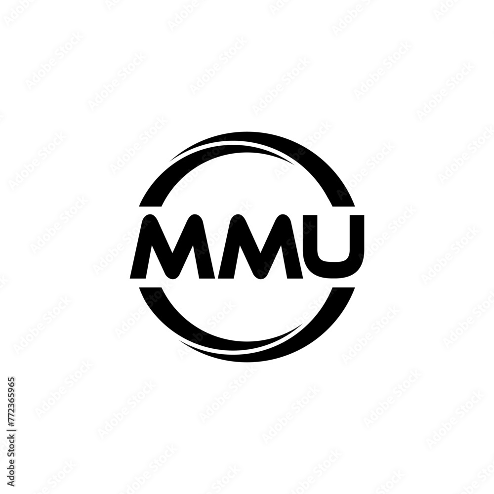 MMU letter logo design in illustration. Vector logo, calligraphy designs for logo, Poster, Invitation, etc.