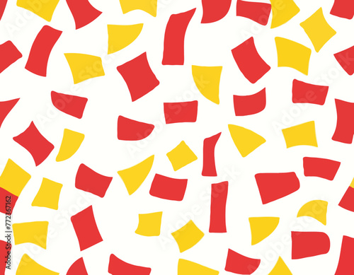 Red and yellow blankets or towels, vector flat illustration, isolated, cartoon


