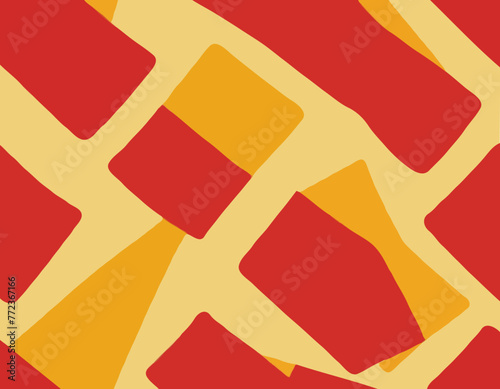 Red and yellow blankets or towels, vector flat illustration, isolated, cartoon

