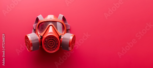 A world no tobacco day, No smoking day with a red mask on a red background photo