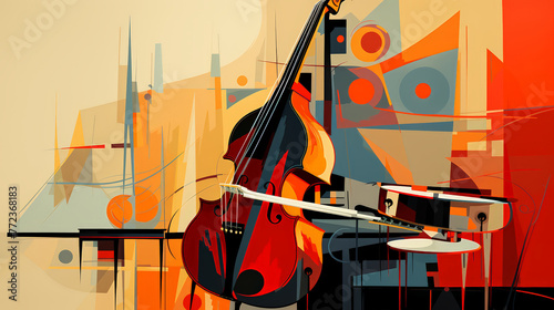 Abstract musical background. contrabasses photo