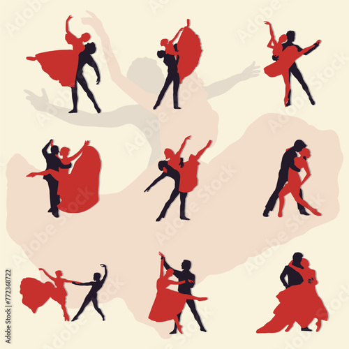 International Dancing Day, Couple Dance Silhouette 