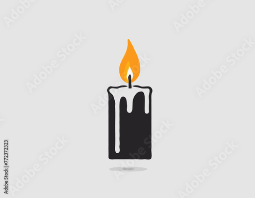 Candle Icon Flat Design on White Background