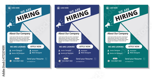 We are hiring flyer template design. Job Vacancy Flyer Template or  We are hiring flyer design bundle. Job offer leaflet template. Job vacancy flyer poster template design