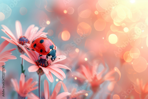 Ladybug on flower, springtime, beauty in nature, outdoors, animal