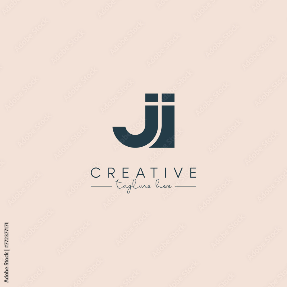 Creative unique letter JI IJ initial based stylish business logo design.