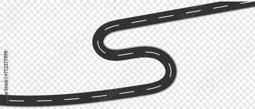 Straight and winding road road. Seamless asphalt roads template. Highway or roadway background. Vector illustration. Seamless highway marking Isolated on background.