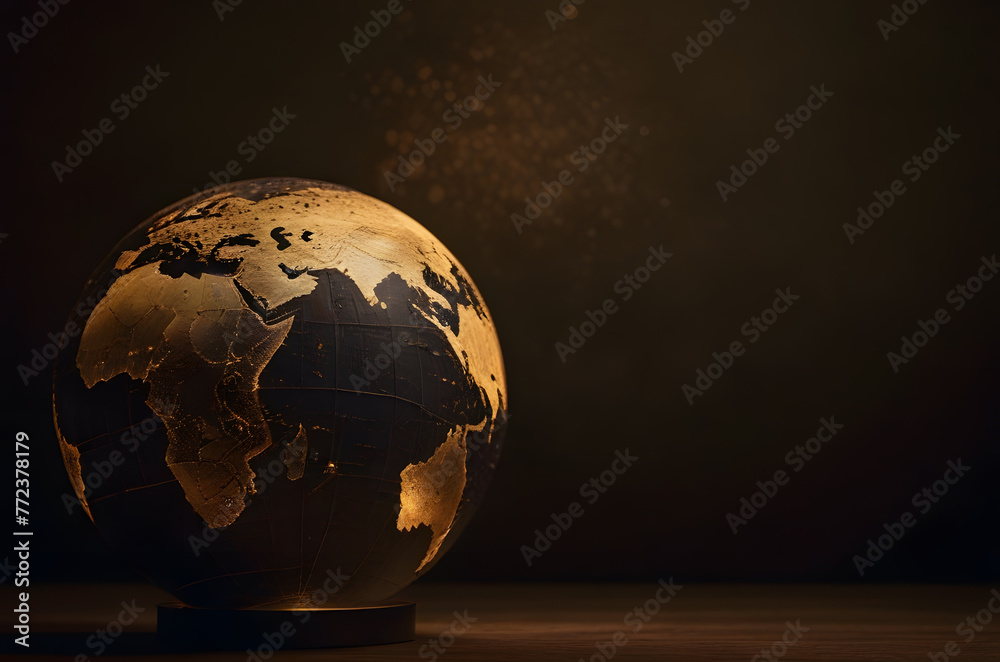 globe casting a warm glow on a dark background globe casting a warm glow on a dark background
