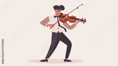 Vector illustration of a violin player flat cartoon