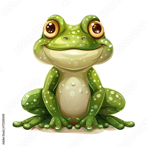 Cute Funny Cartoon Frog, Illustration for Children Book, Generative AI