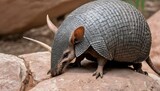 An Armadillo With Its Claws Scraping Against A Roc  2