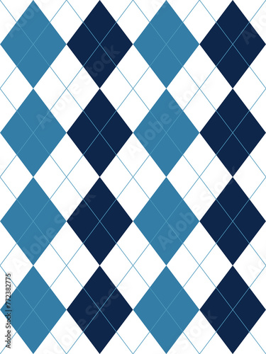Argyle pattern. Blue with thin  line. Seamless geometric background for fabric, textile, men's clothing, wrapping paper. Backdrop for Little Gentleman party invite card
