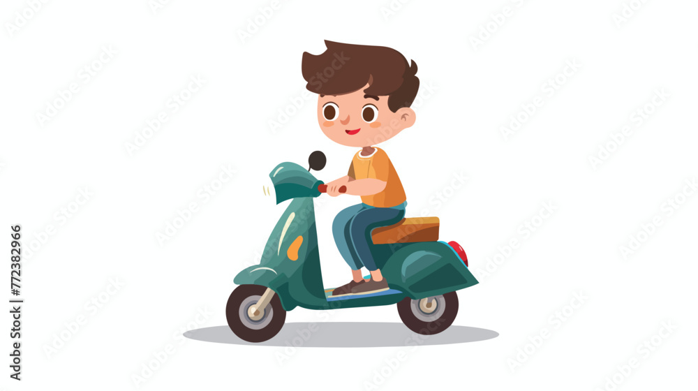 Vector illustration of an Italian boy on a scooter