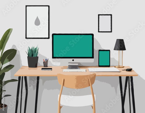 Home office workspace concept with desktop computer 