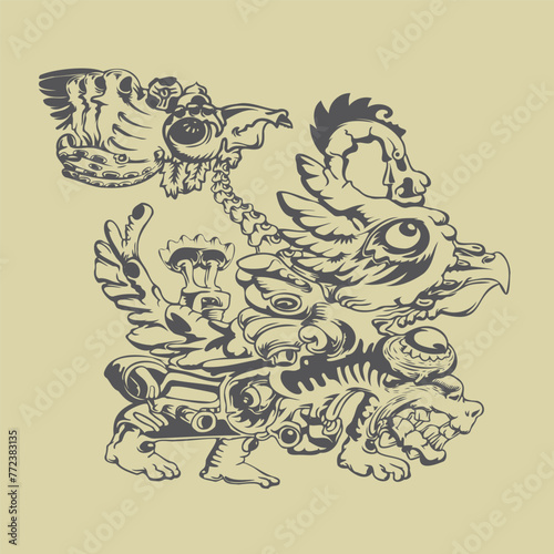 ornamental barong pattern vector illustration made on light brown background © djapart