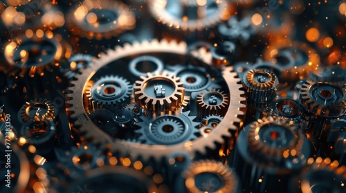 An intricate network of interconnected gears and cogs, symbolizing the complex machinery of the global financial system. photo