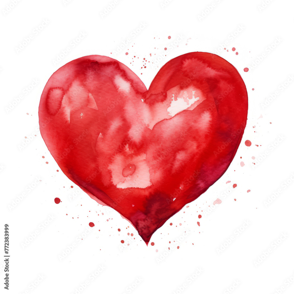 watercolor red heart shape isolated