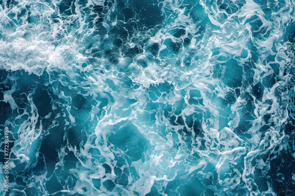 Background of blue sea water with foam and waves Background of blue sea water with foam and waves