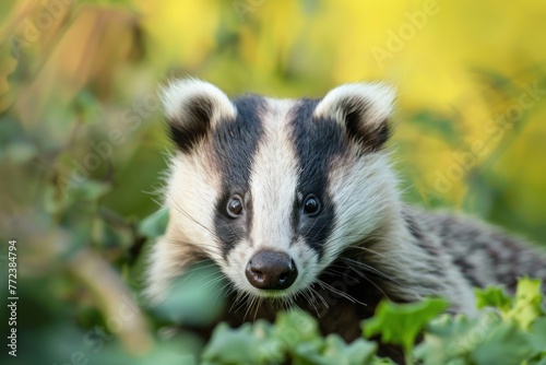 Badger on wild nature background © Anna