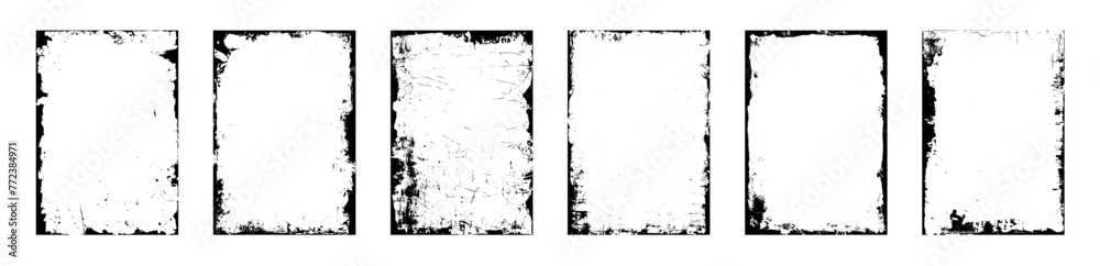 Realistic texture disstressed overlay, worn paper effect. Old worn overlay distressed background. Overlay texture stamps with old, grunge, grainy, vintage, worn, dust effects. Vector collection	