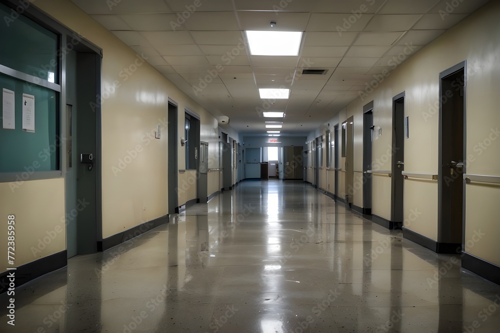 blur image background of corridor in hospital or clinic image Generative AI blur image background of corridor in hospital or clinic image Generative AI