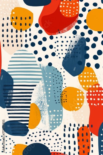 Abstract geometric pattern, playful shapes, primary colors, childlike wonder