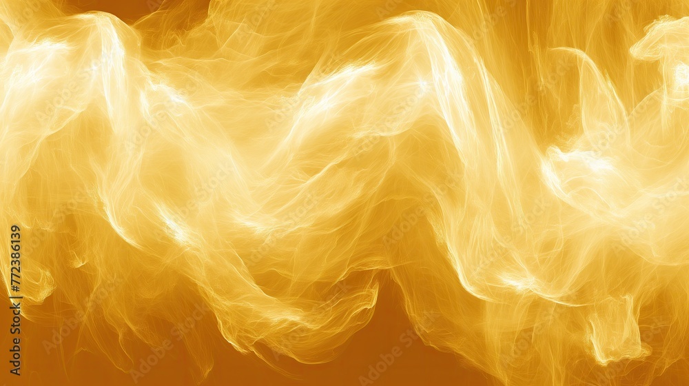 Closeup of flames in brown and amber hues on a yellow backdrop - obrazy, fototapety, plakaty 