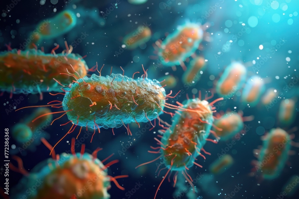 Beautiful illustration of bacteria or virus view under microscope, virus infection concept Beautiful illustration of bacteria or virus view under microscope, virus infection concept