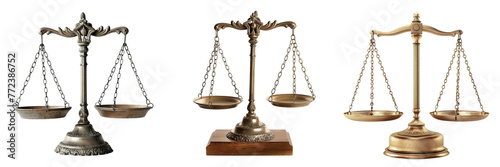 Set of Judicial scales isolated on a transparent background