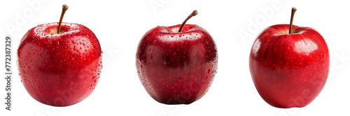 Set of red apple isolated on a transparent background © LaxmiOwl