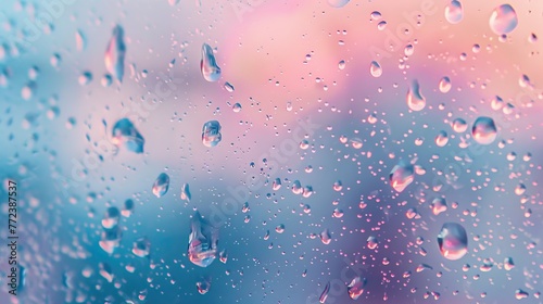 Water droplets on a pastel bokeh