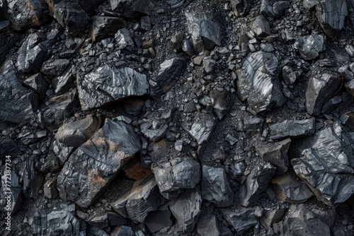 Black coal, closeup detail. Seamless tile able background pattern