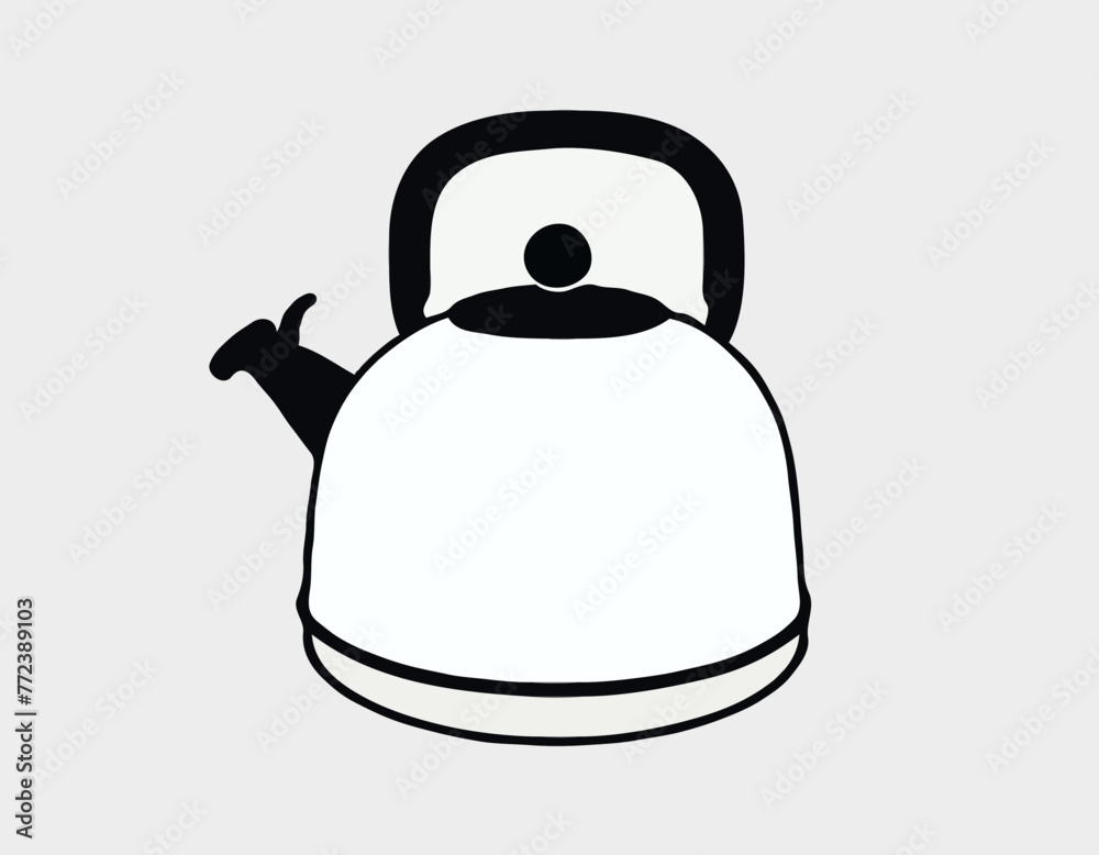 Black And White Tea Kettle Icon