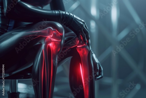 Artistic 3D rendering of knee pain with engaging moody lighting for chiropractic adverts