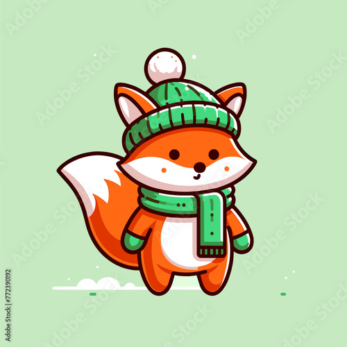 Sweet Fox in Green Winter Ensemble
