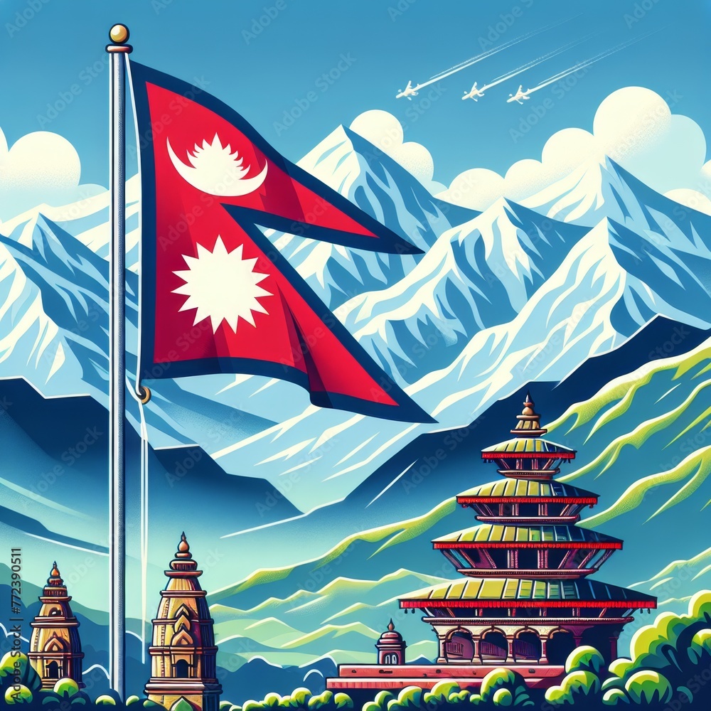 Naklejka premium Nepali national flag and mountain Patriotic Background 