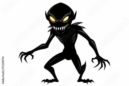 Crazy and horror mood alien black silhouette vector design.