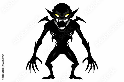 Crazy and horror mood alien black silhouette vector design.