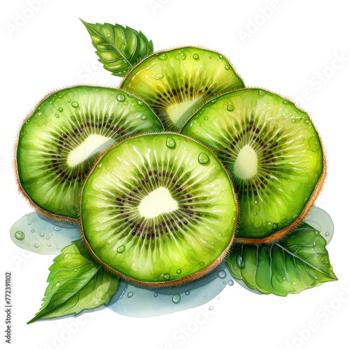 watercolor Kiwifruit clipart  Generative Ai