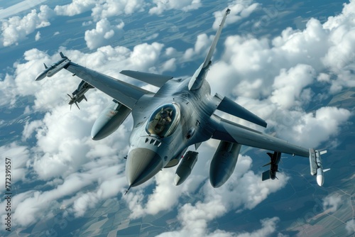 Fighter jet F-16 in the sky photo