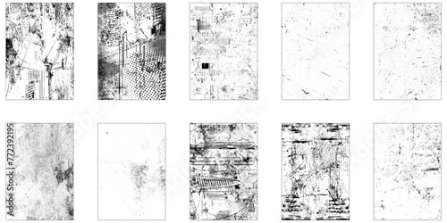 Collection of 10 grunge wall image. Abstract grunge distressed wall texture overlay background set.