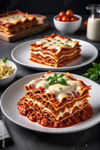 Classic lasagna with bolognese sauce 