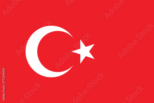 Turkish flag. Turkish red flag with Muslim crescent and star. State symbol of the Turkish Republic. photo
