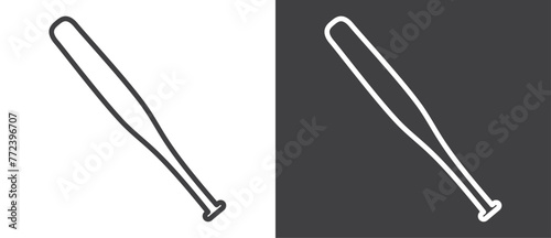 Baseball bat of sports equipment flat icon, Sport equipments flat icon. Modern sport equipments icon vector illustration in  black and white background.