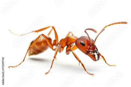 Red ant isolated on white background
