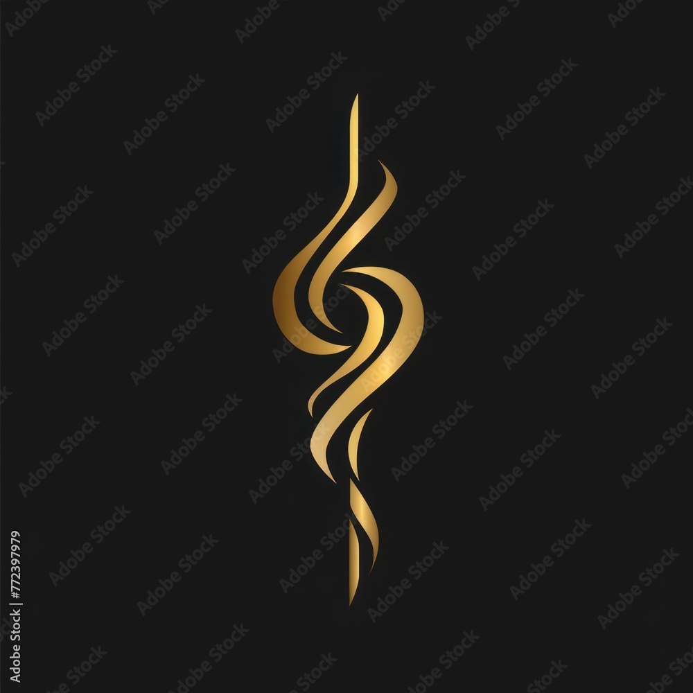 a sleek, golden design resembling a stylized flame or tribal symbol against a stark black background, creating a stark contrast a sleek, golden design resembling a stylized flame or tribal symbol against a stark black background, creating a stark contrast